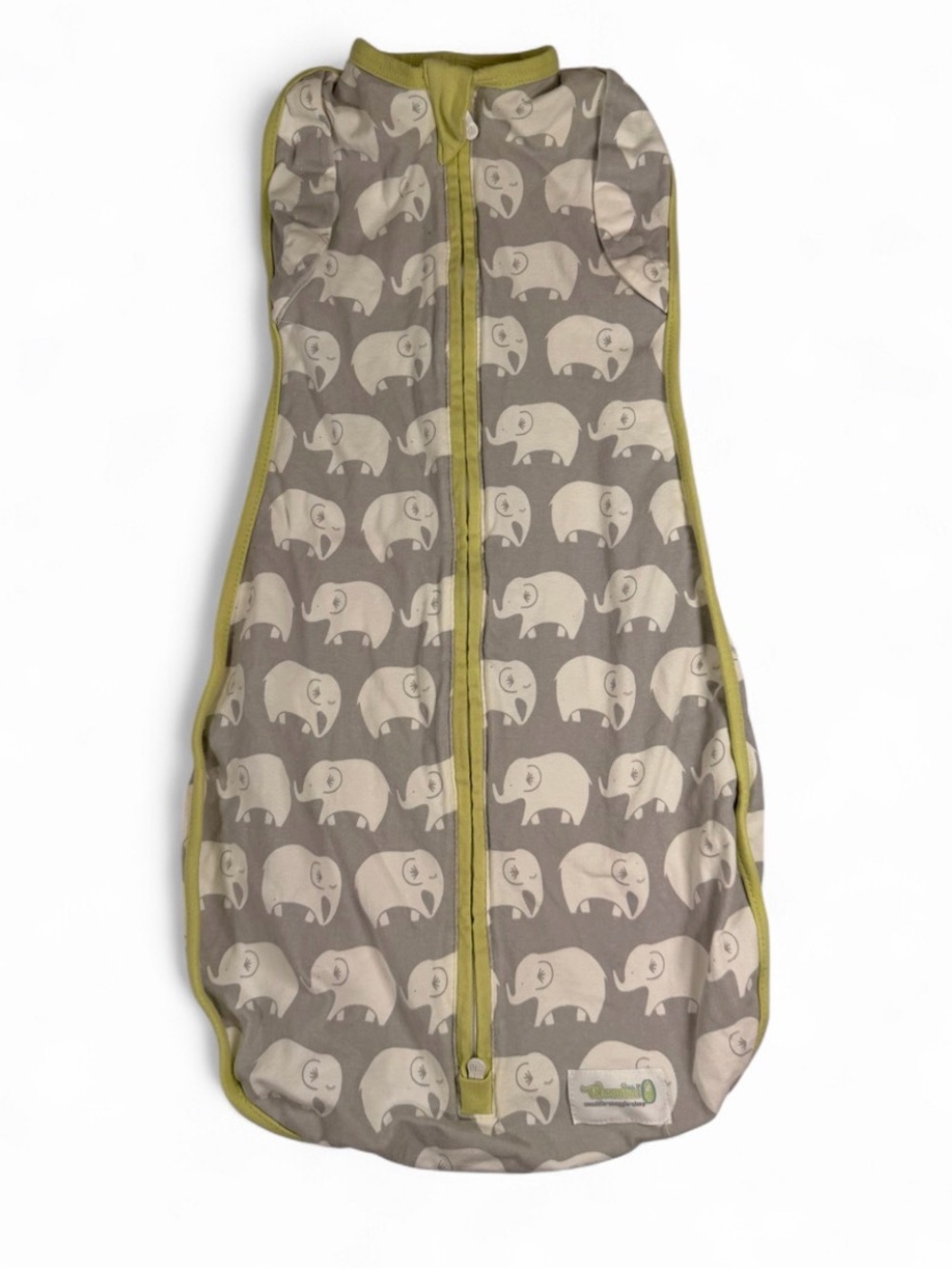 Woombie Kids Elephant Print Sleep Sack - Gray & Olive